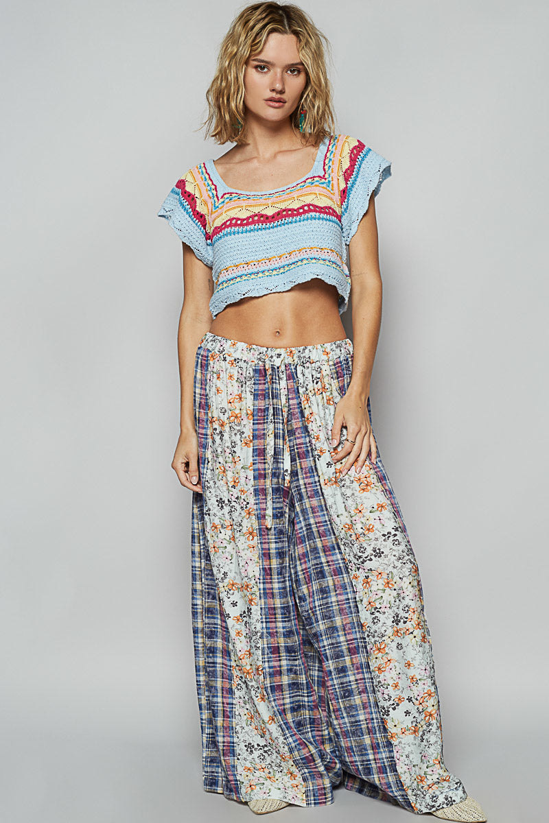 Peach Blossom Plaid Pants