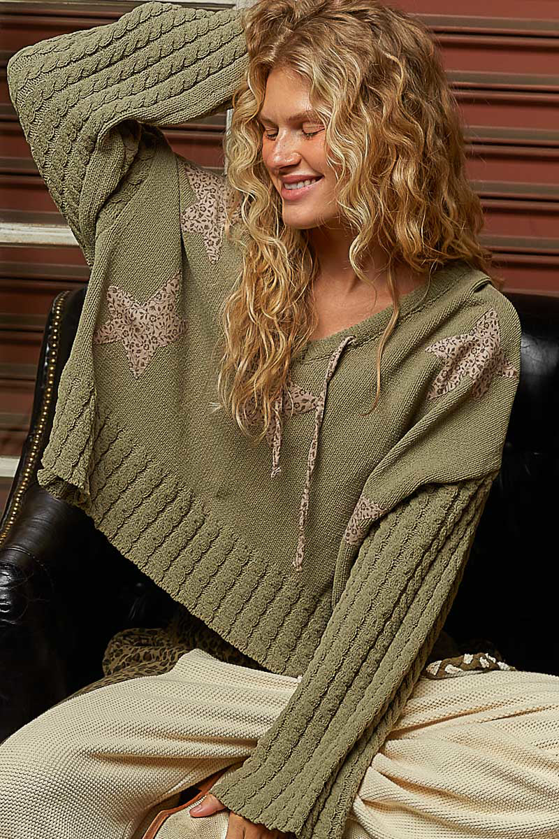 Twilight Tavern Olive Hooded Sweater