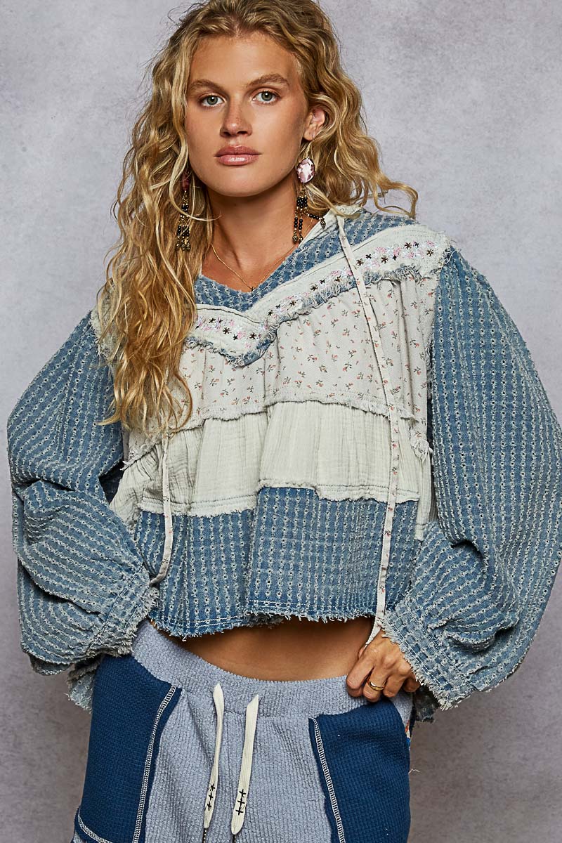 Sweet in Denim and Floral Sweatshirt