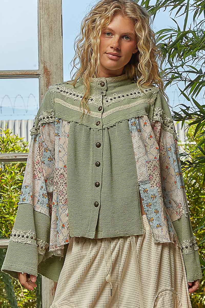 Studded Floral Fun Blouse