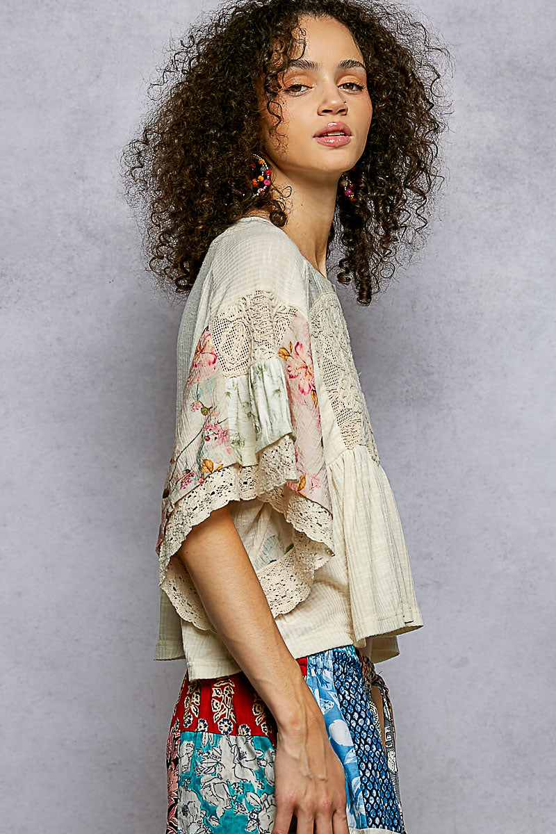 Cottage Floral Flutter Blouse