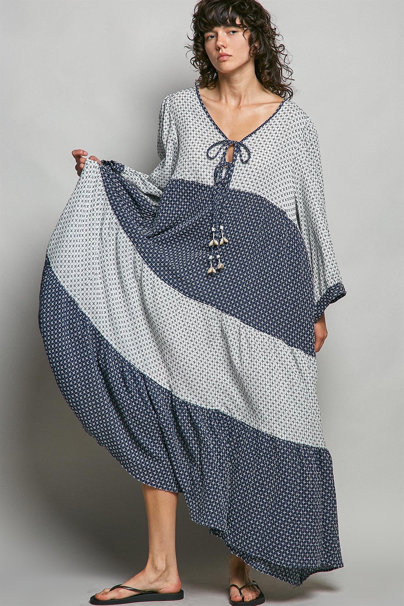 Waves & Seashells Cotton Maxi Dress