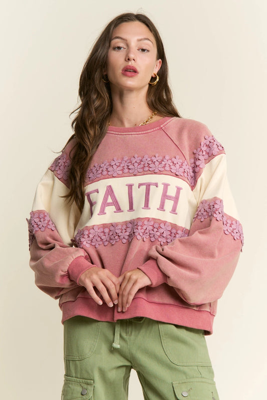 Faith Blooms Cotton Sweatshirt