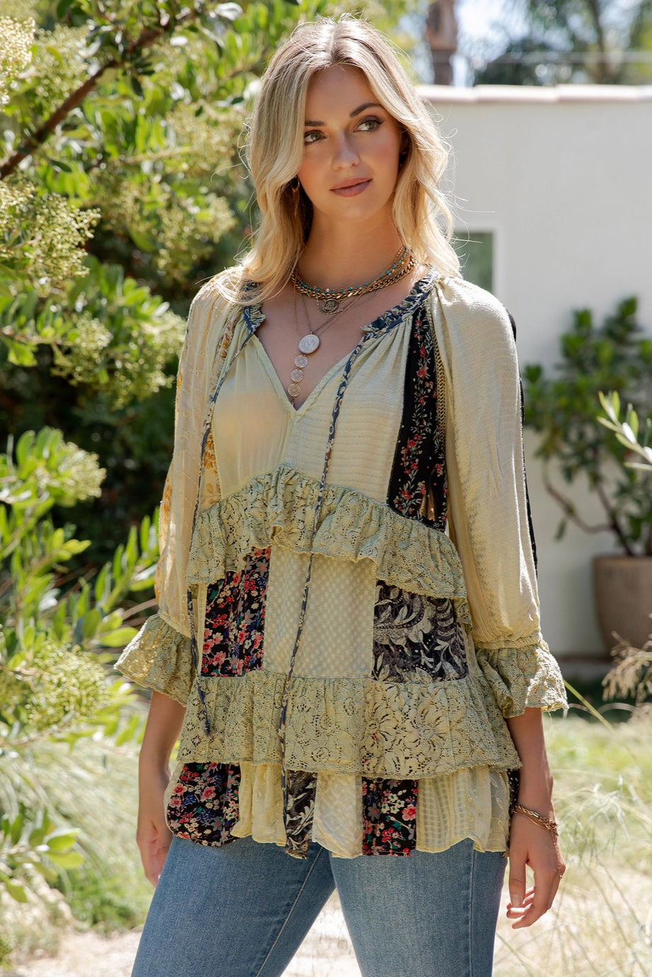 Sage And Floral Beauty Blouse