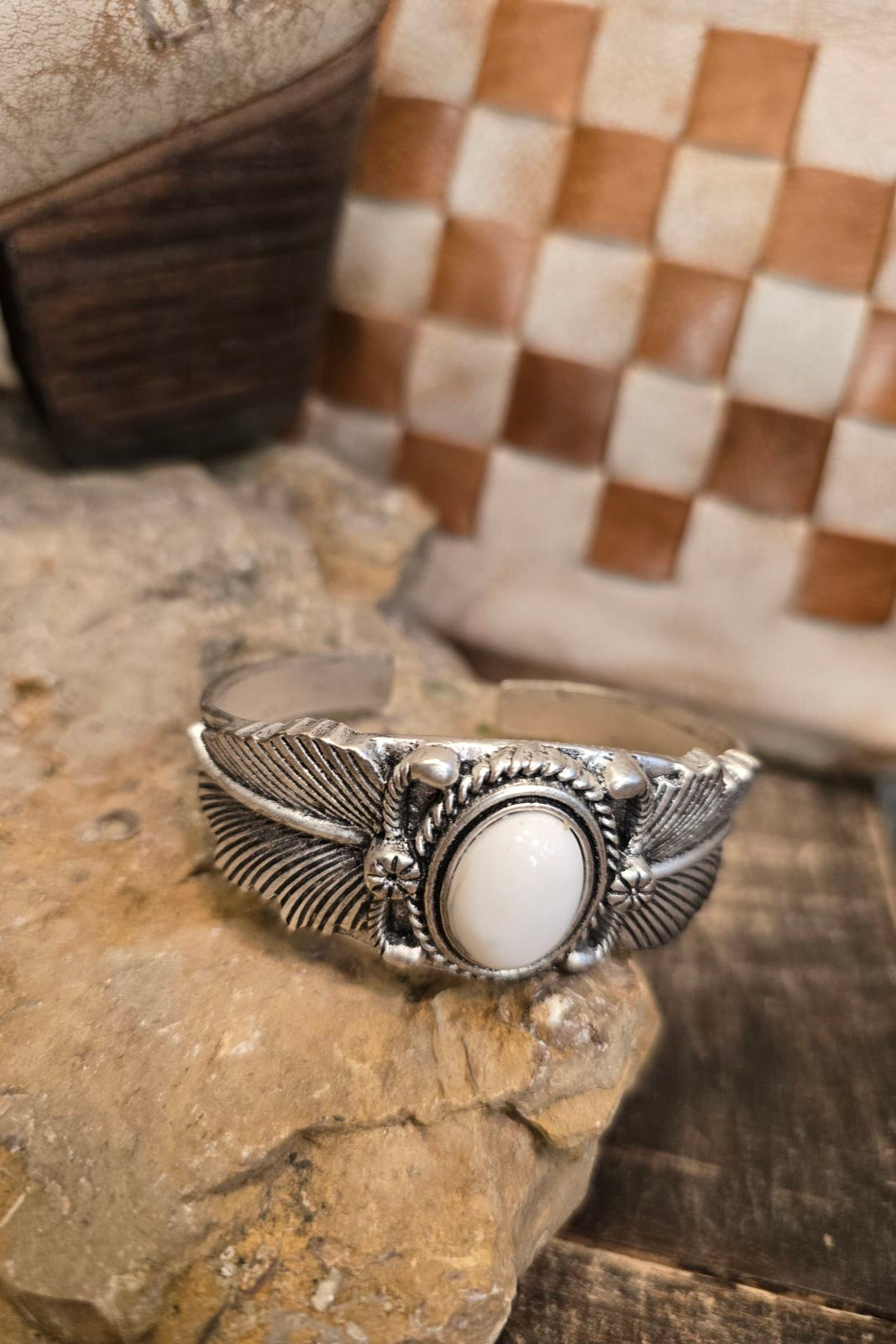 White Turquoise Cuff Bracelet