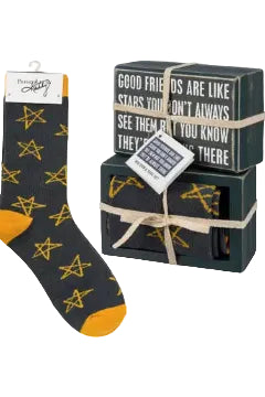 Good Friends Are Like Stars Box Sign & Sock Set