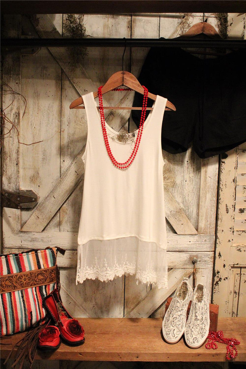 Skip Along Ivory Lace Tank