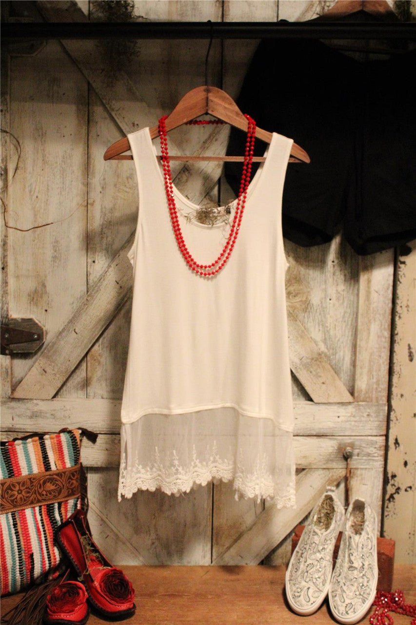 Skip Along Ivory Lace Tank