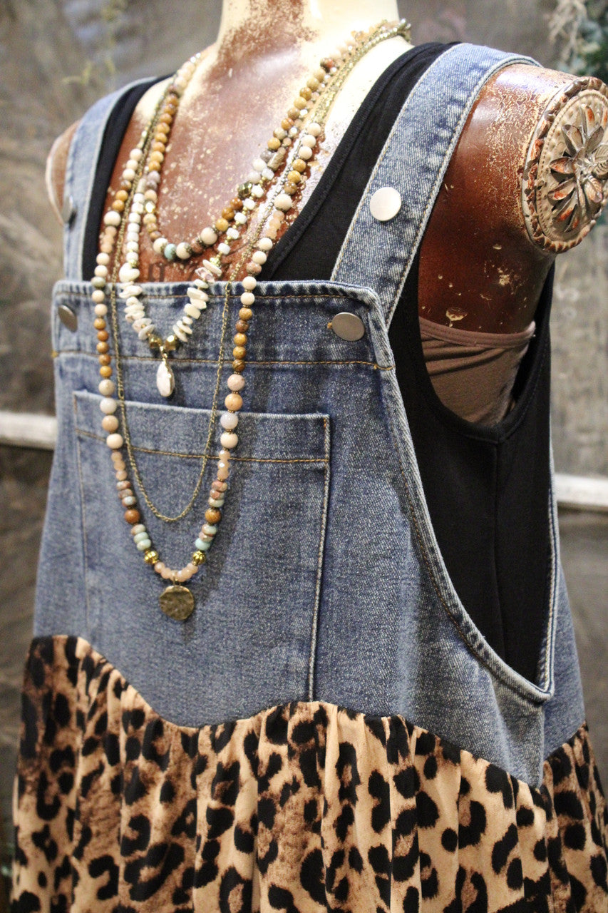 Leopard Print Overall Maxi Dress