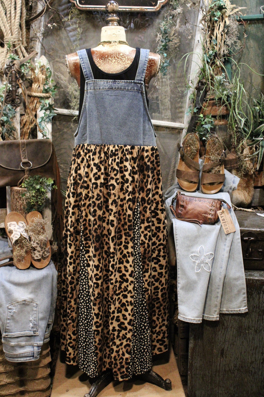 Leopard Print Overall Maxi Dress