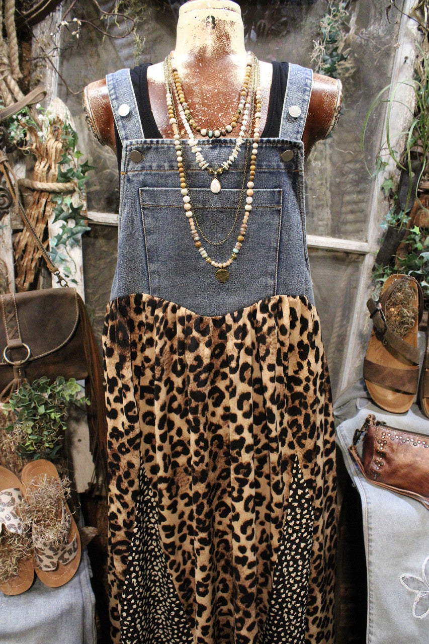 Leopard Print Overall Maxi Dress