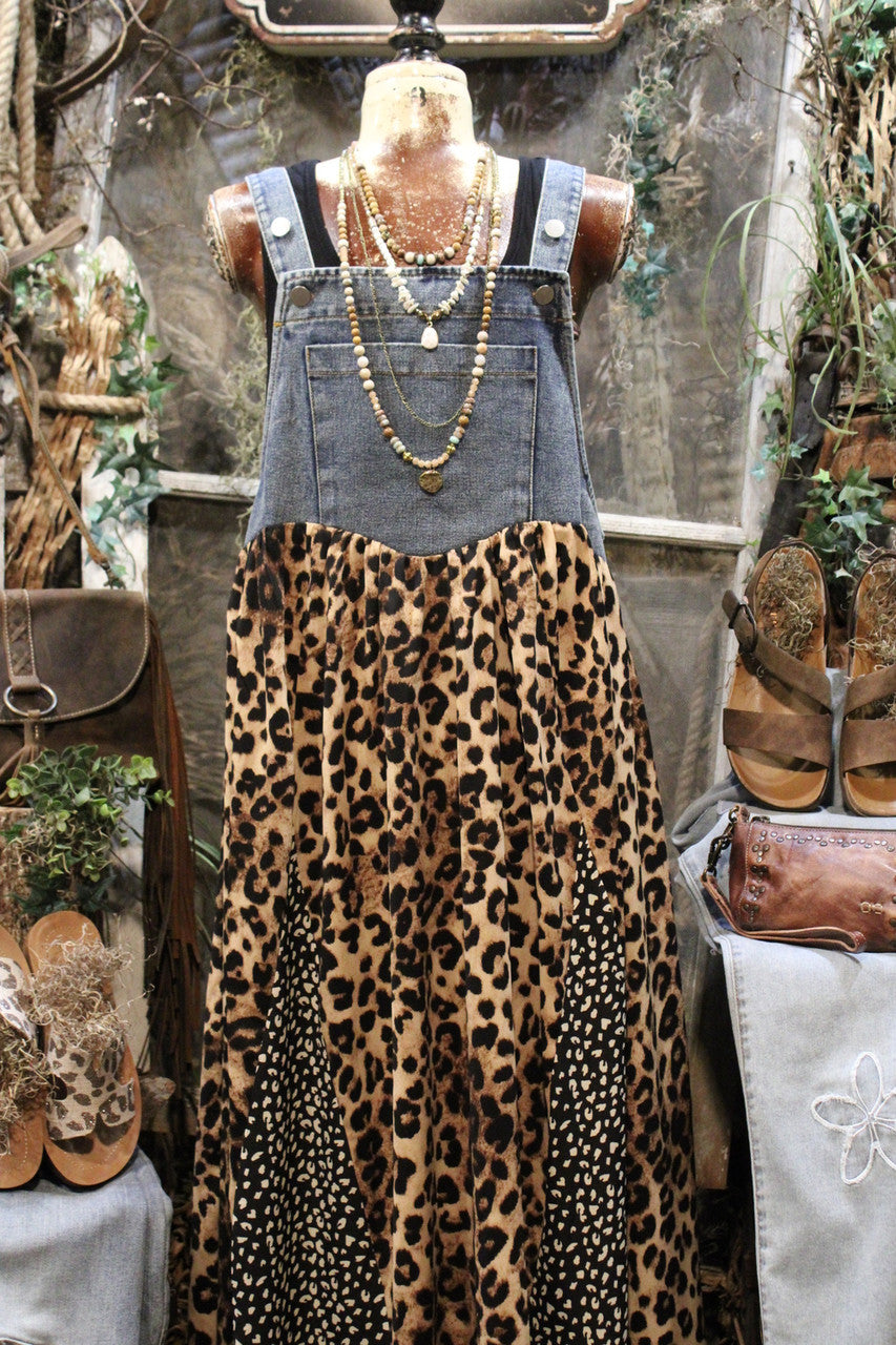 Leopard Print Overall Maxi Dress
