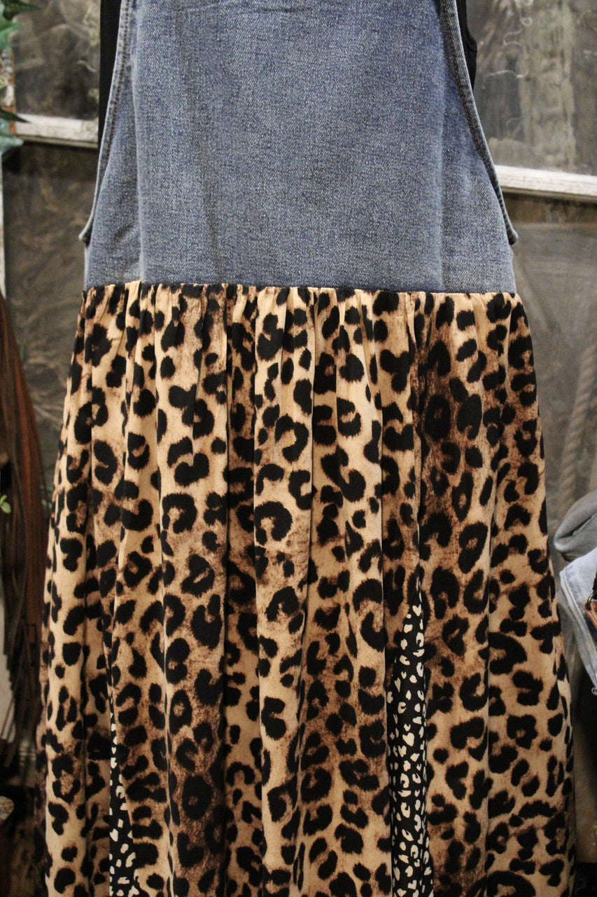 Leopard Print Overall Maxi Dress