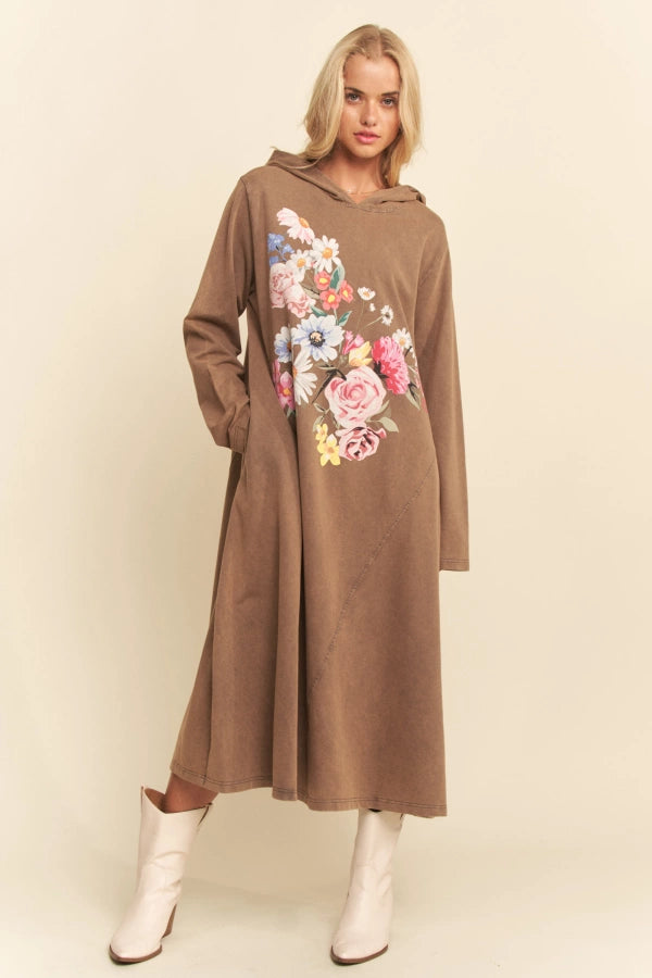 Vintage Rose Hoodie Dress