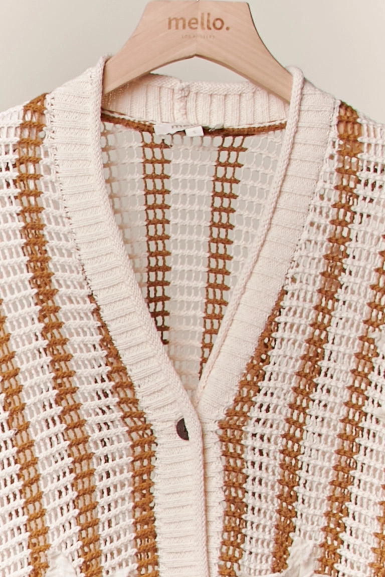 Cafe Latte Ruffle Stripe Cardigan