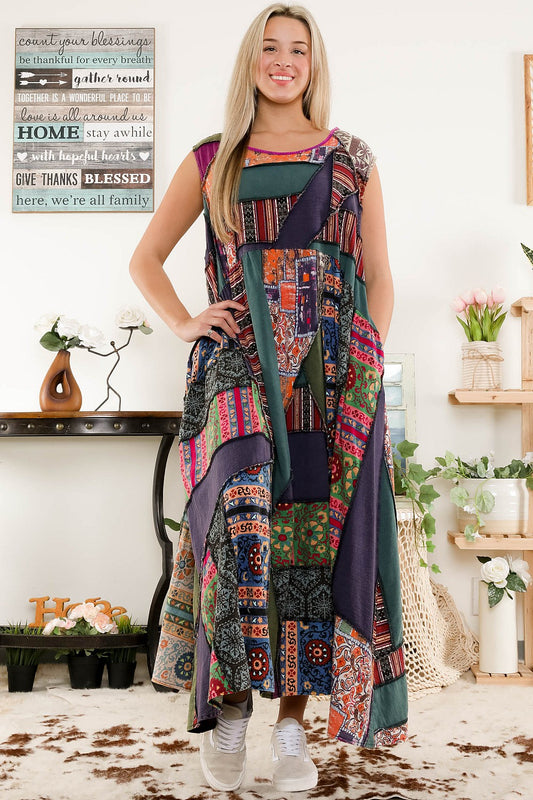 Parade of Patches Cotton Maxi Dress