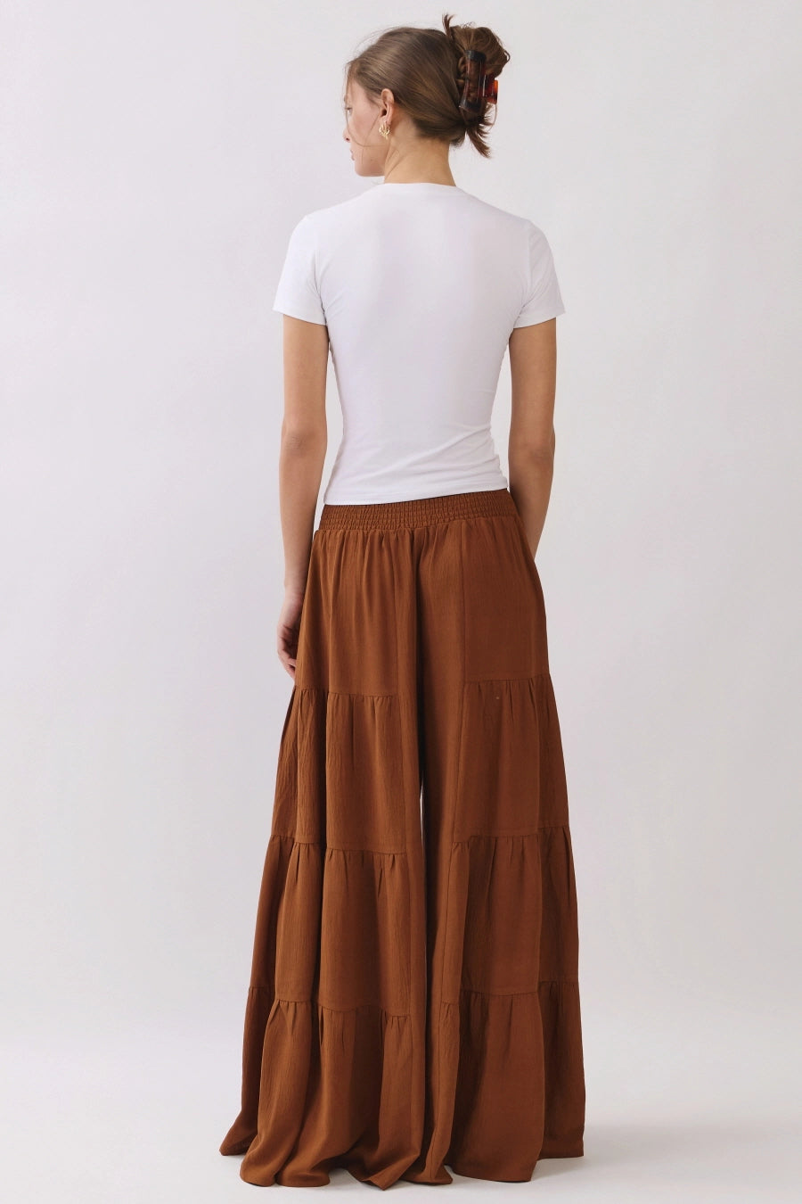 Chestnut Tiered Palazzo Pants