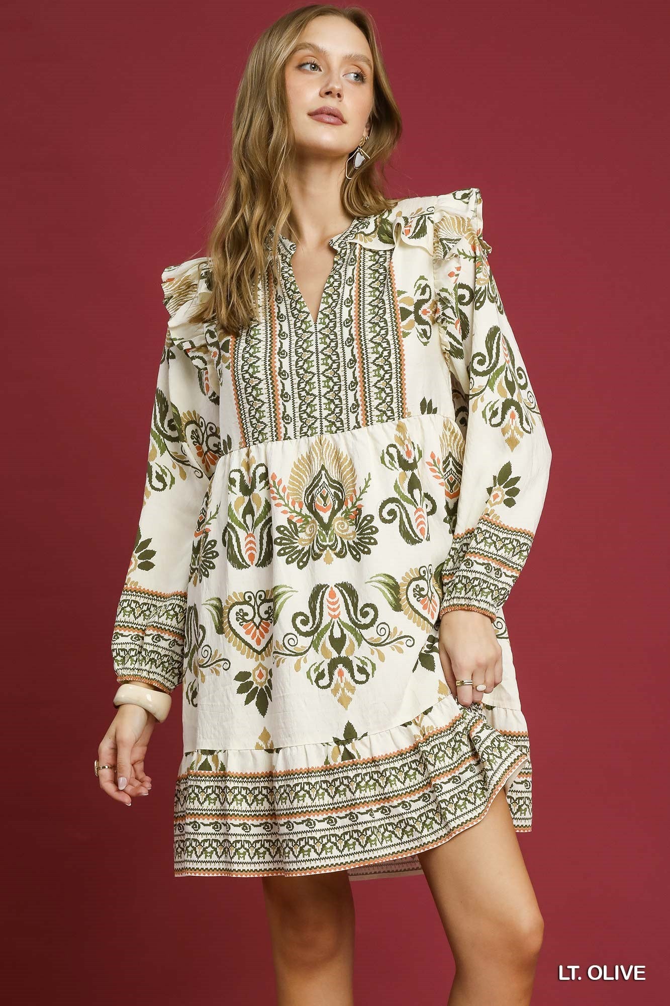 Tribal Olive Dress