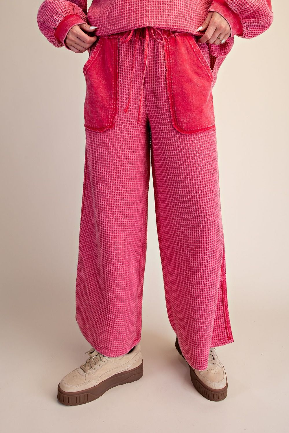 Bubblegum Bliss Waffle Knit Pants