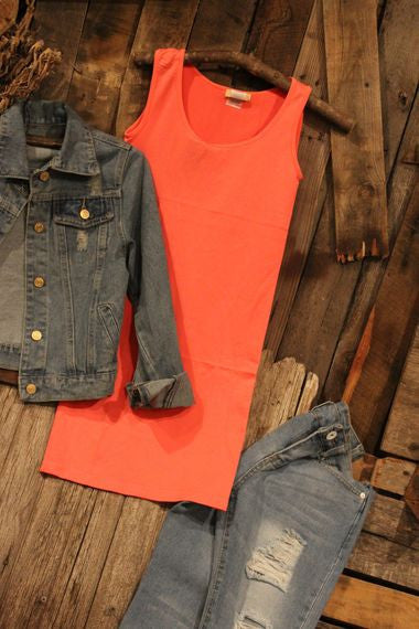 Coral nylon spandex fitted dress tank slip