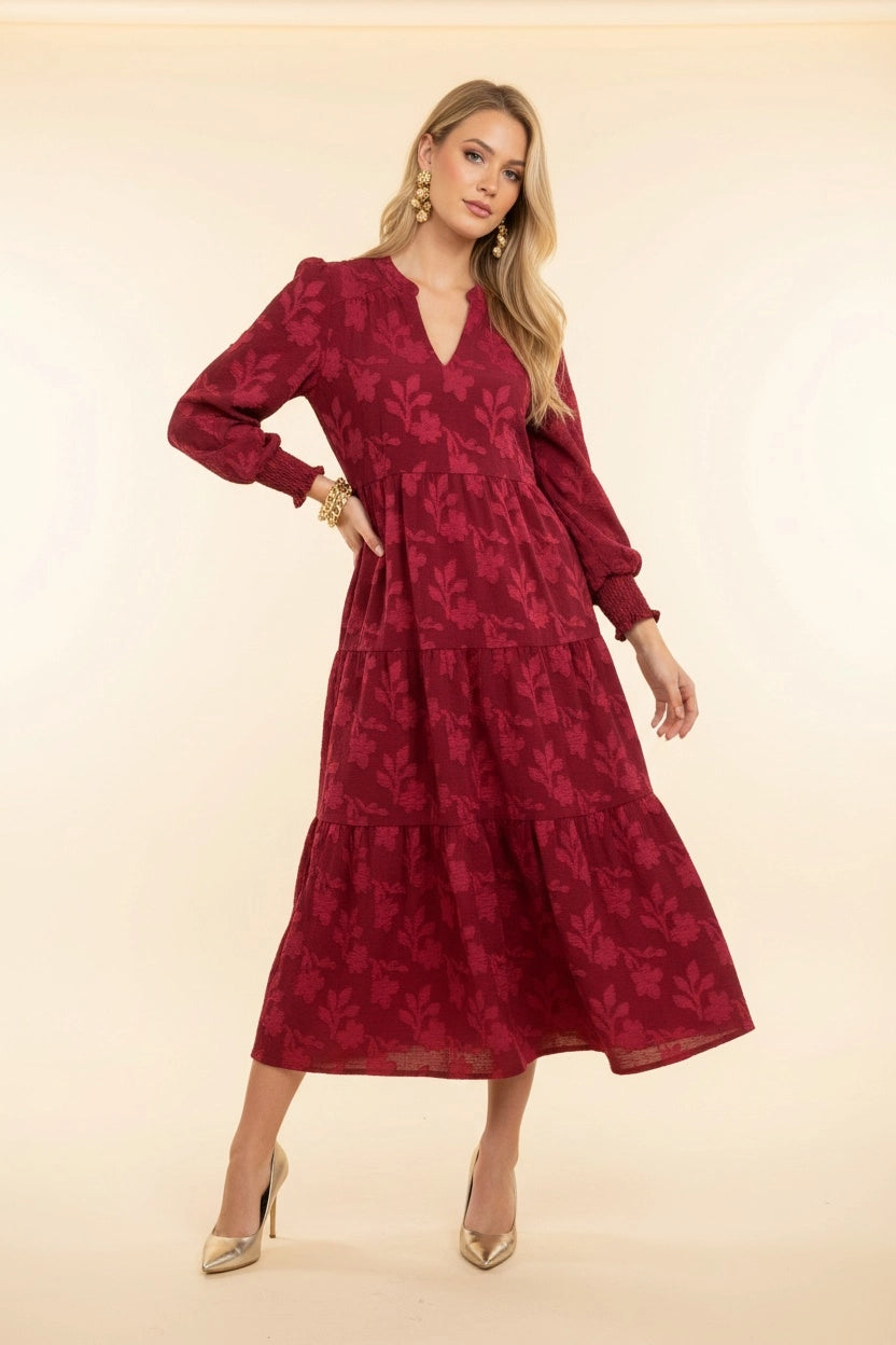 Autumn Wine Floral Dress