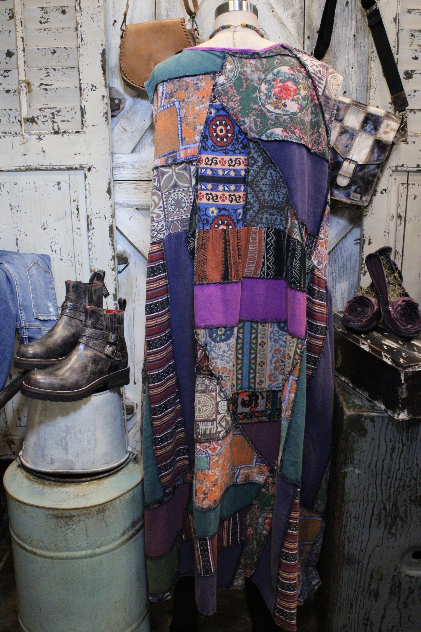 Parade of Patches Cotton Maxi Dress