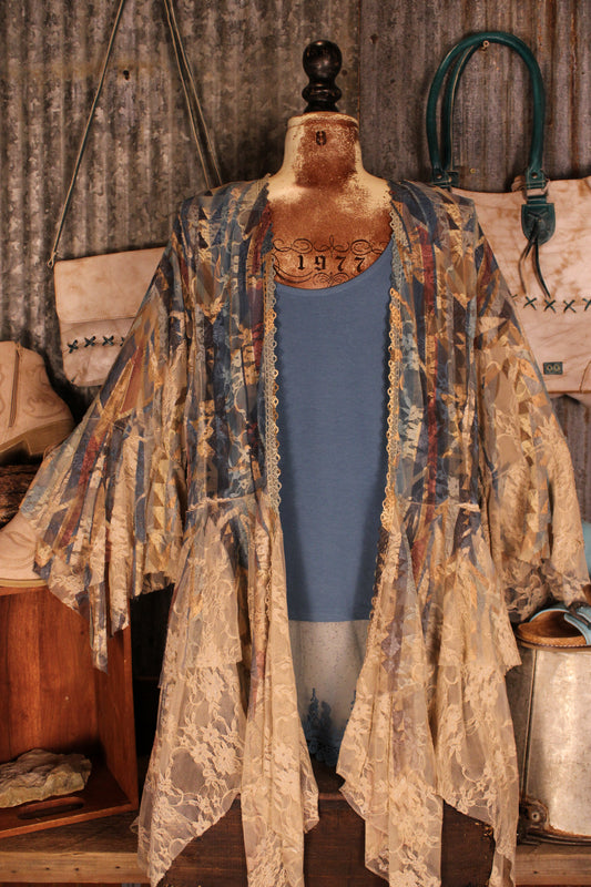 Outlaw Taupe Turquoise Geo Cardigan