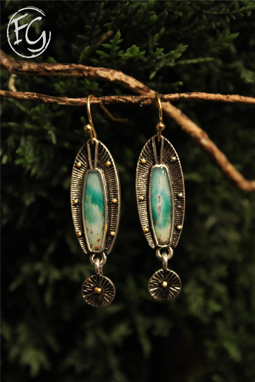 dangle earrings, farm girls fancy frills
