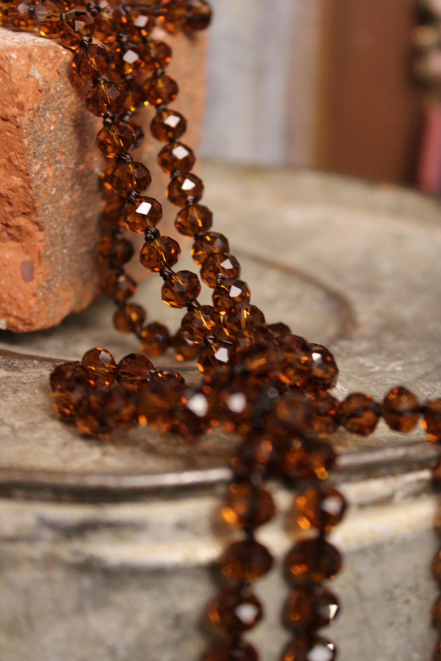 Sparkle And Shine Crystal Brown Necklace
