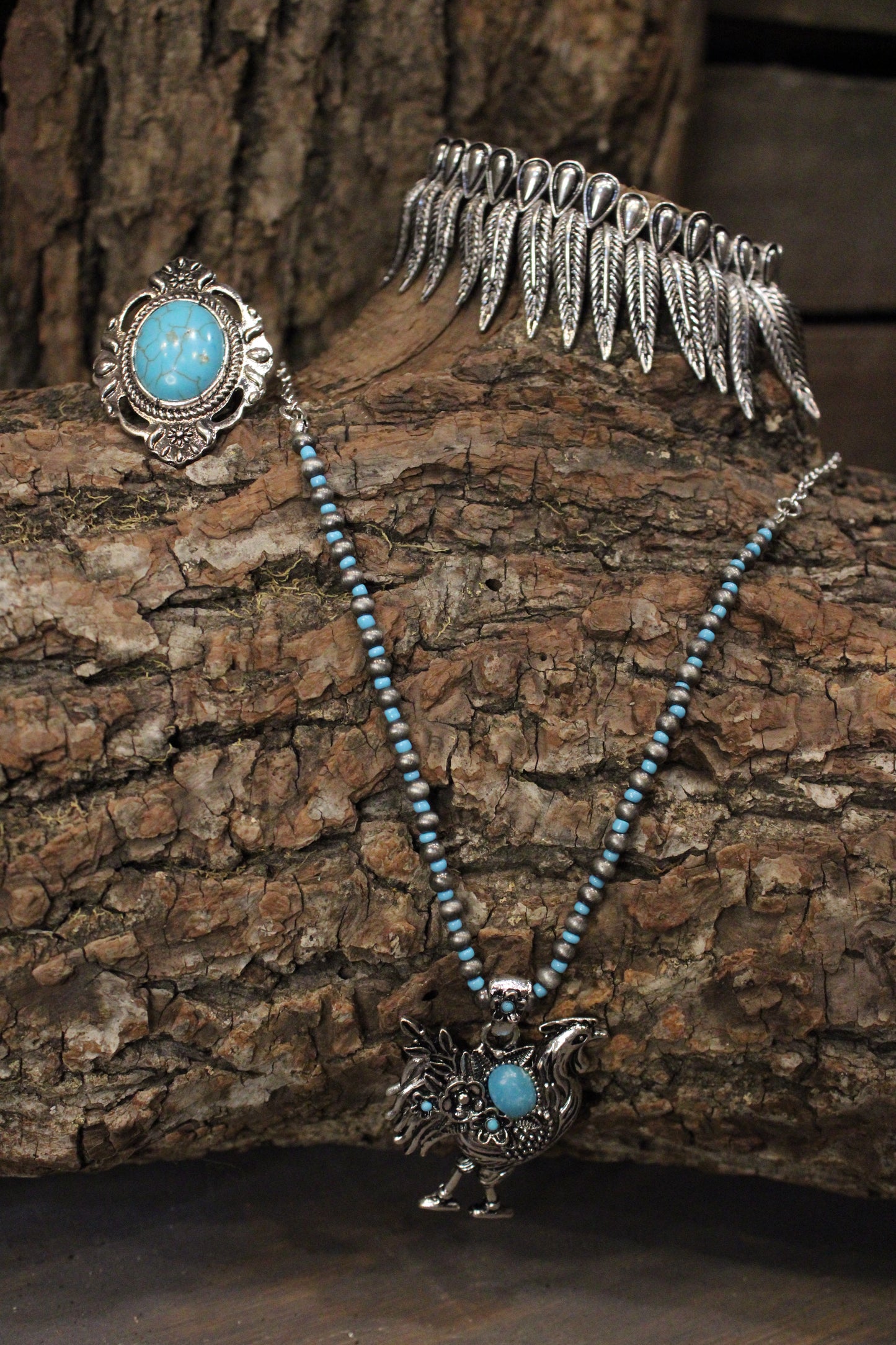 Silver Feather Stretch Bracelet