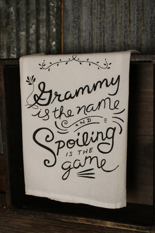 Grammy Is The Name Spoiling Is The Game Kitchen Towel