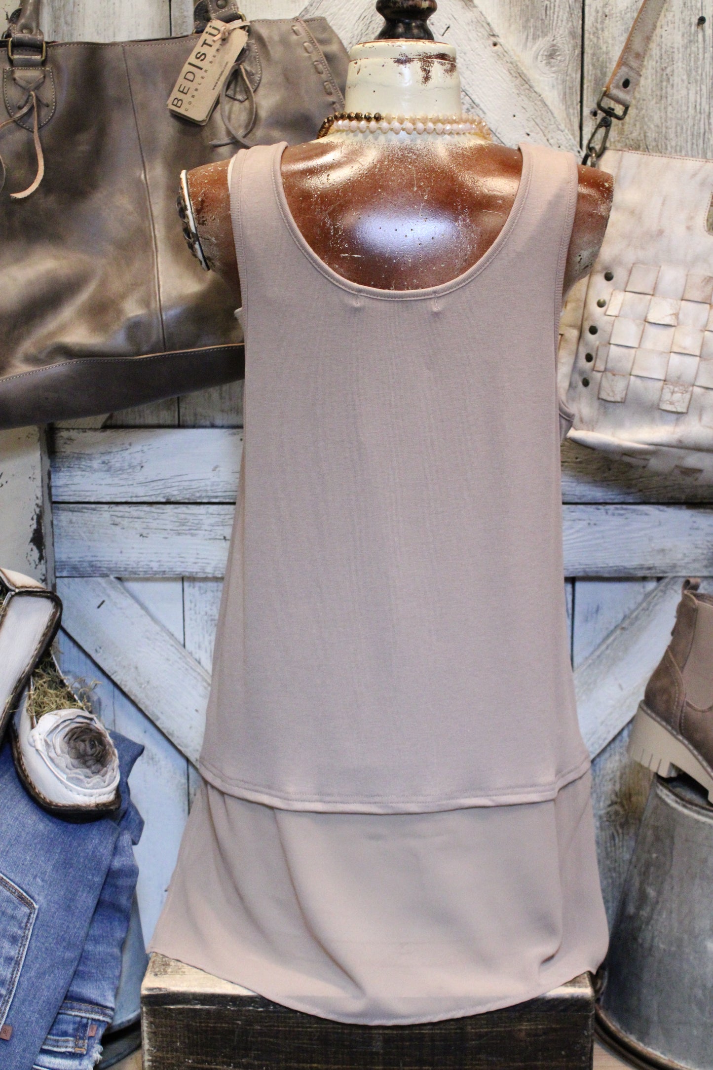 Are You Sheerious Taupe Tank