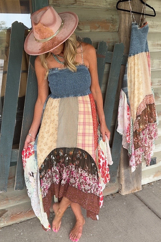 Denim Handkerchief Corset Tie Dress S