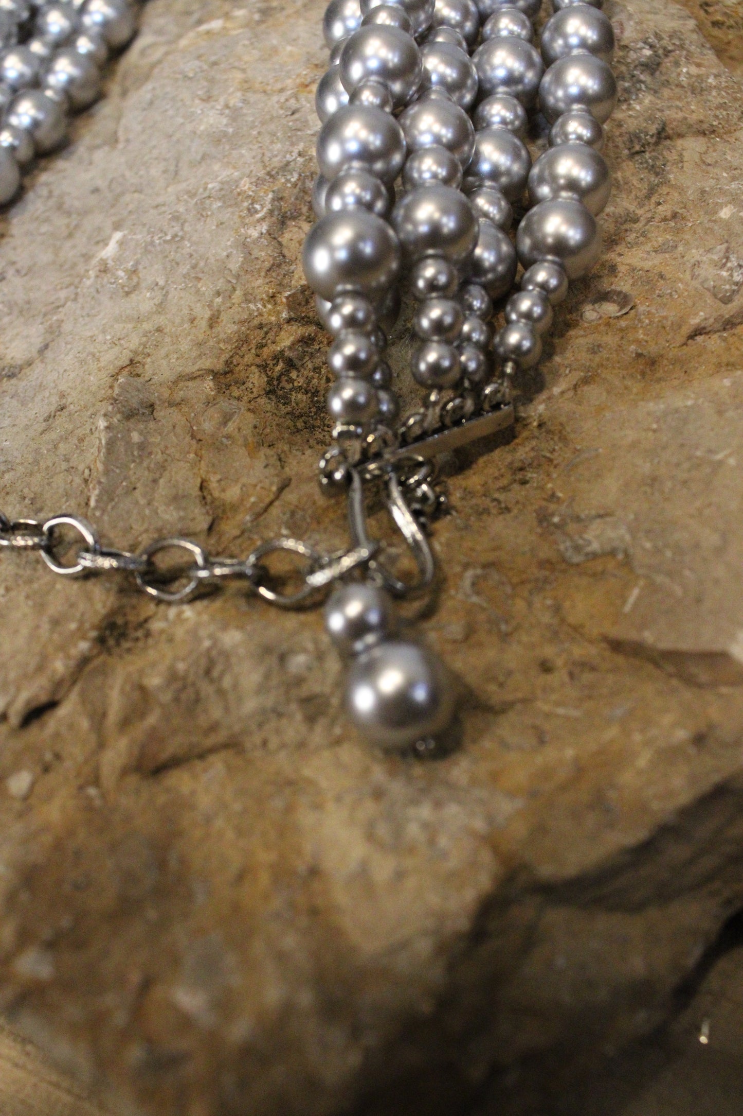 Vintage Vibes Silver Layered Pearl Necklace