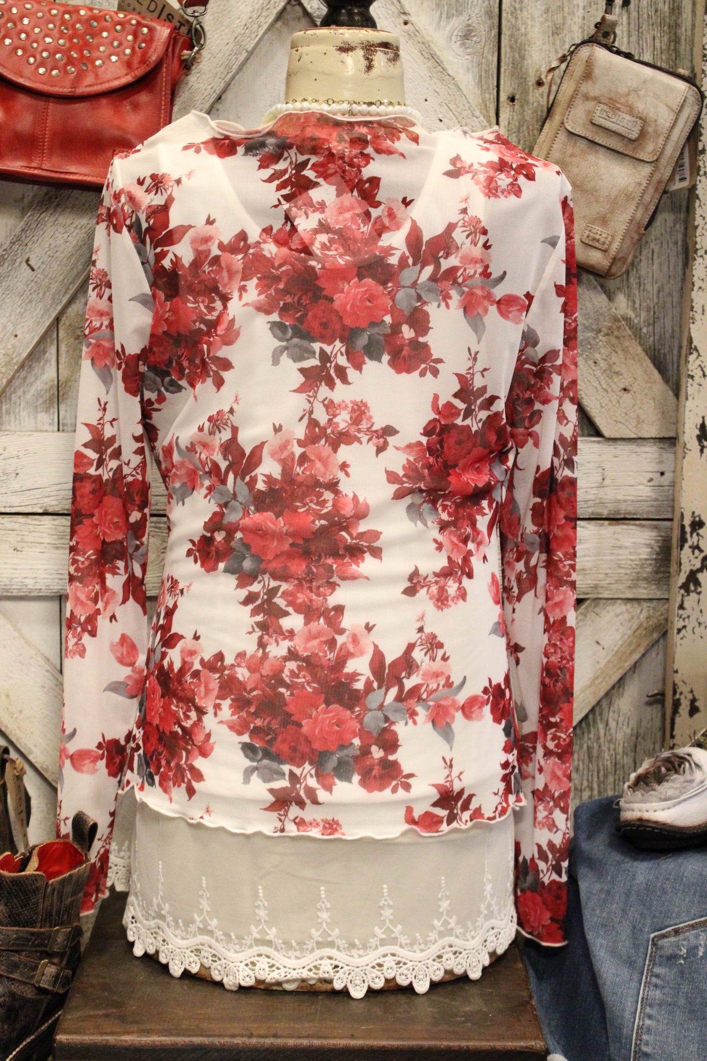 Rosewood Mesh Blouse