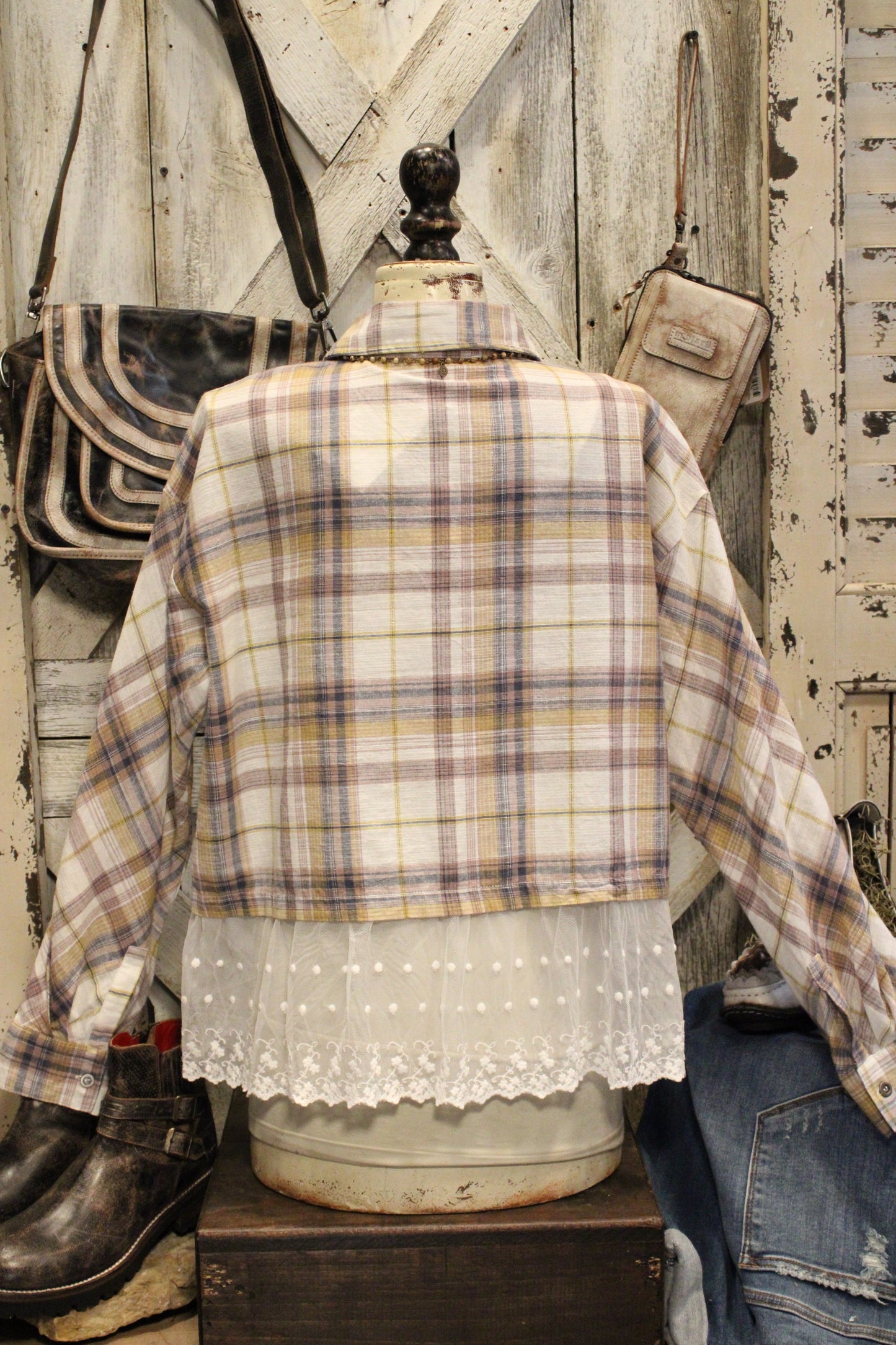 Prairie Lace Plaid Button-Up