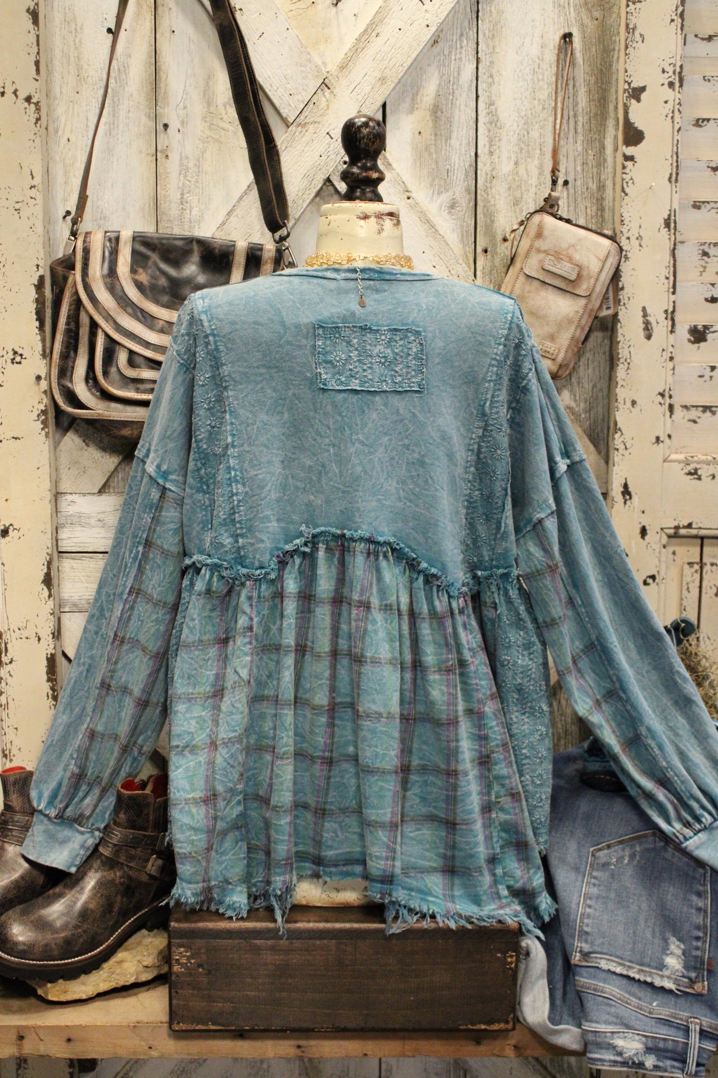 Plaid Petal Babydoll Top