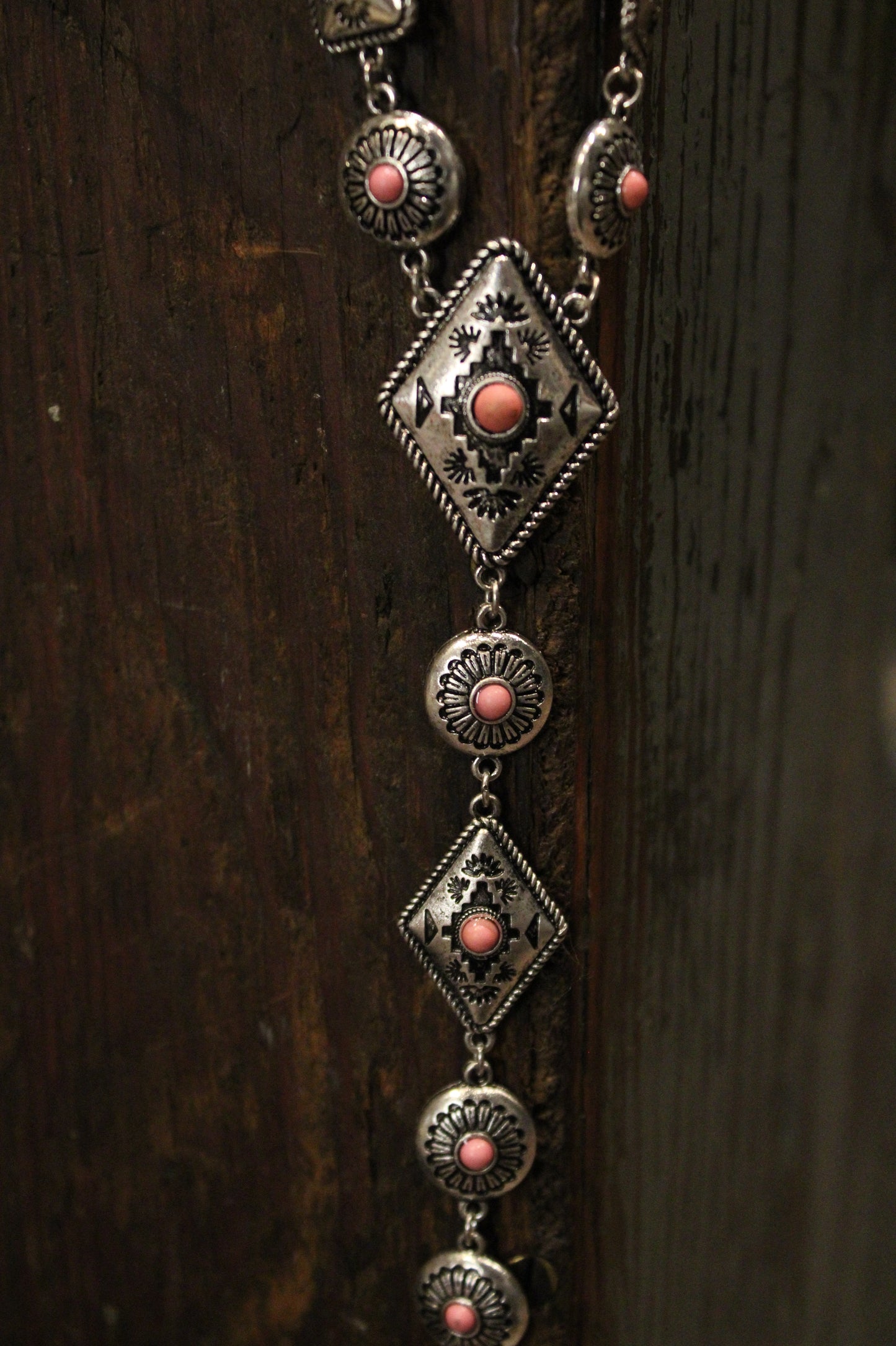 Aztec Pink Concho Necklace