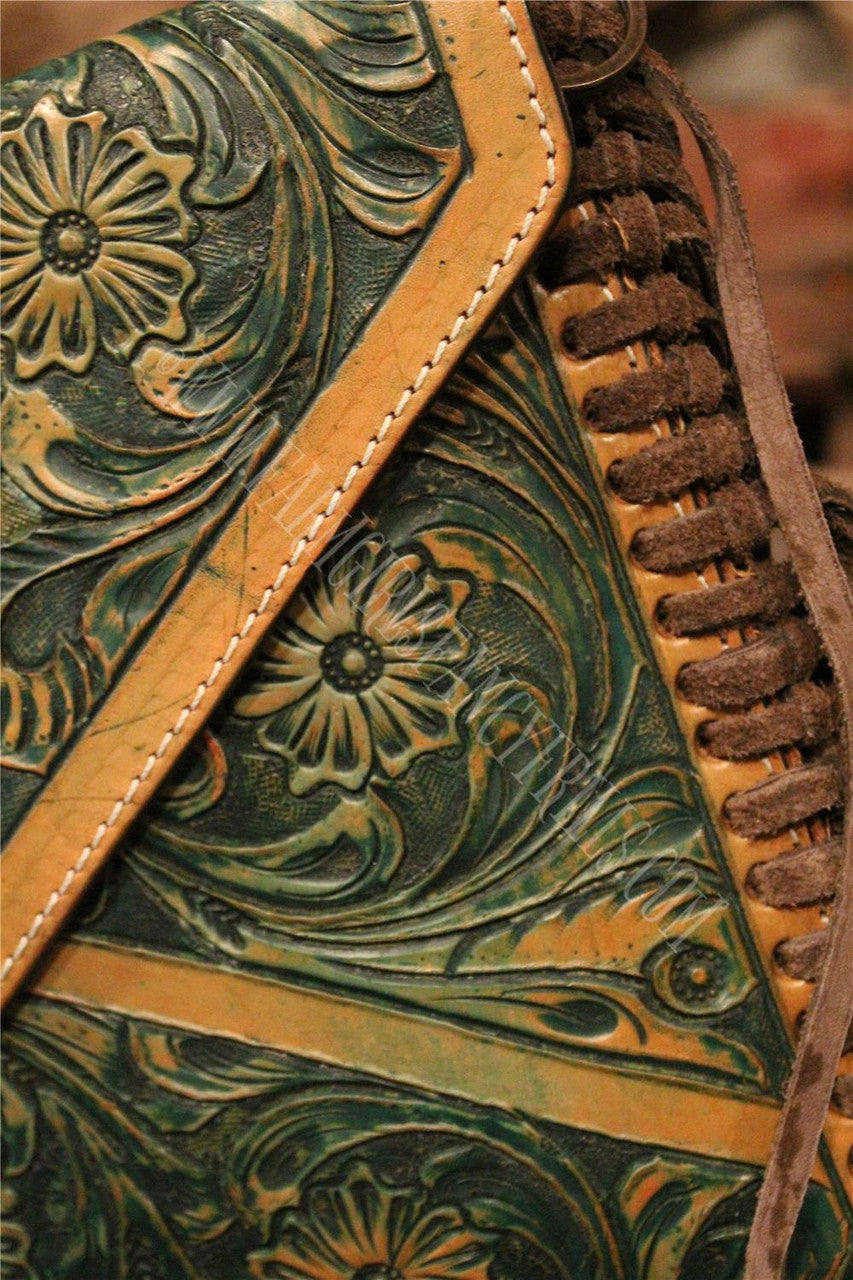 Envelope  Embossed Leather Shoulder Bag  With Fringe, Farm Girls Fancy Frills