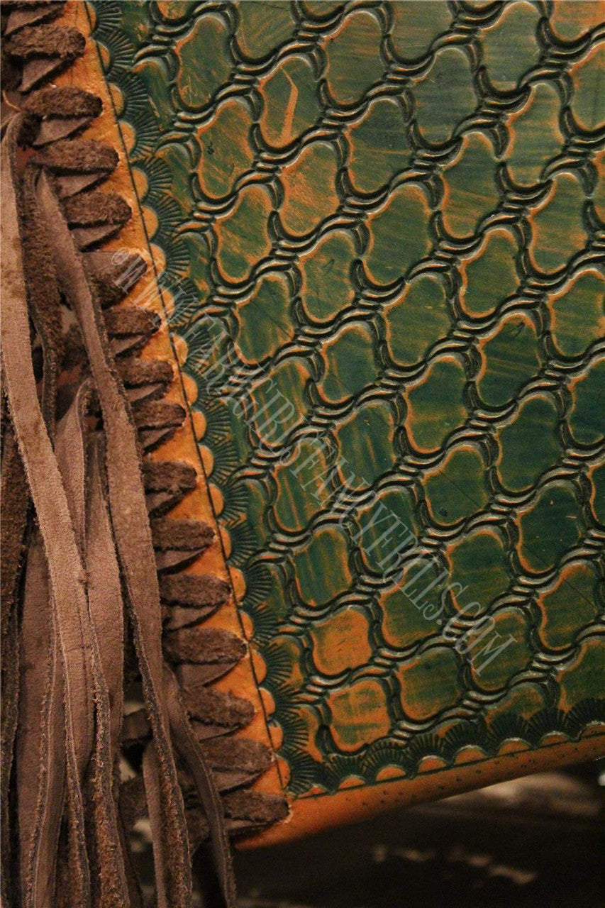 Envelope  Embossed Leather Shoulder Bag  With Fringe, Farm Girls Fancy Frills