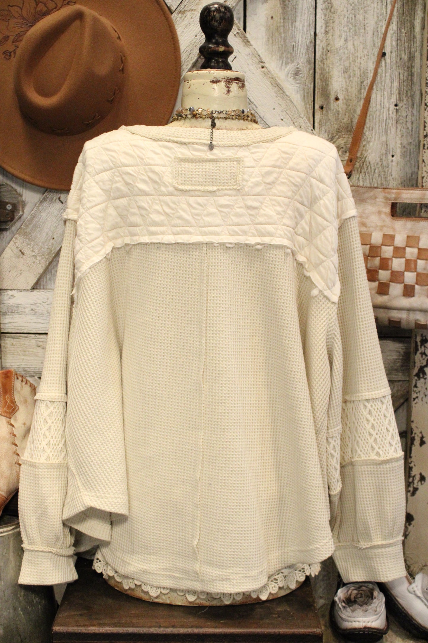 Quilted Cream Clouds Casual Top