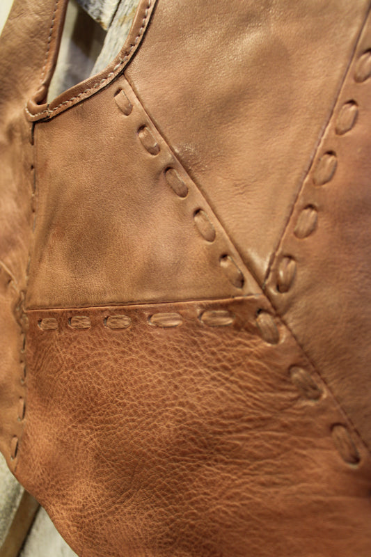 Saddle Stitch Sweetheart Leather Bag