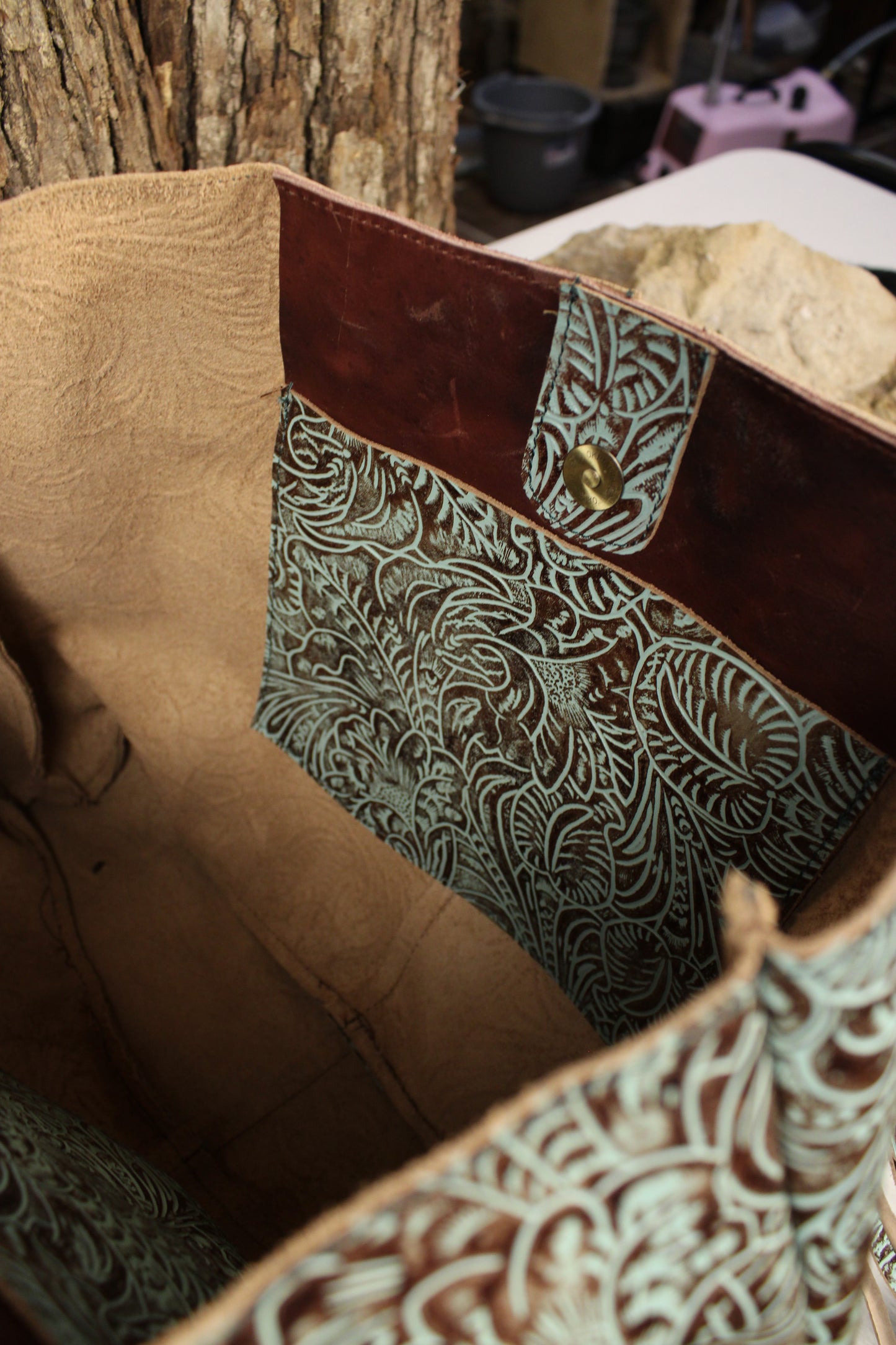 Azure Earth Leather Handbag
