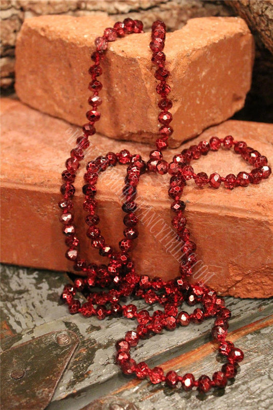 Crystal Beaded Long Necklace, Farm Girls Fancy Frills