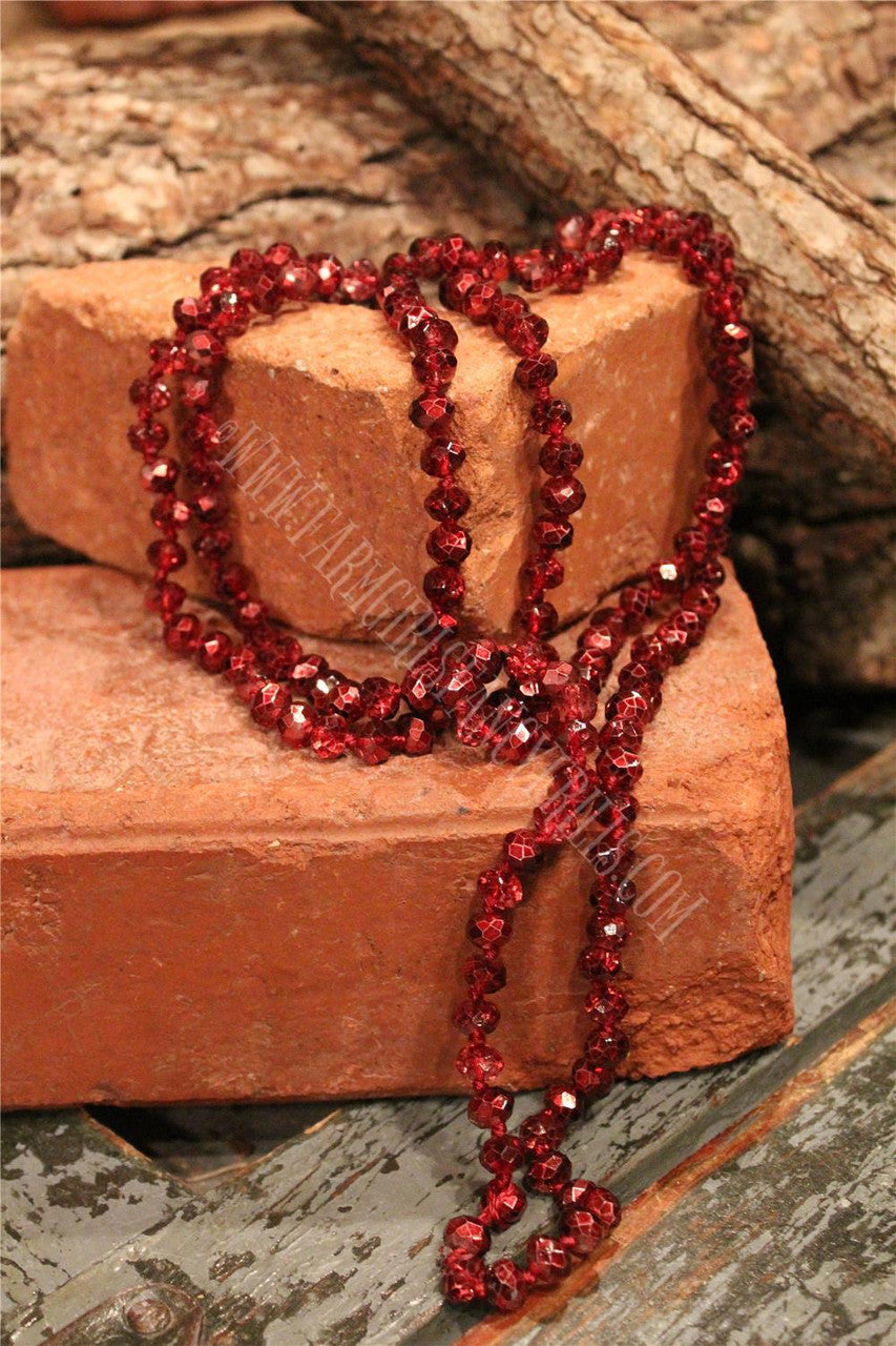 Crystal Beaded Long Necklace, Farm Girls Fancy Frills