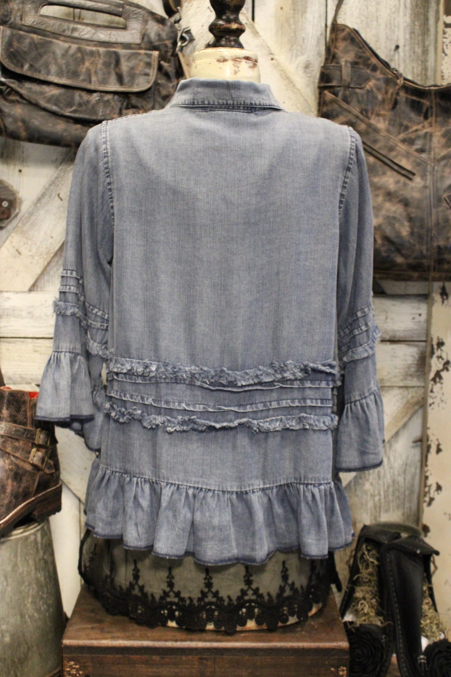 Prairie Skies Chambray Ruffle Top