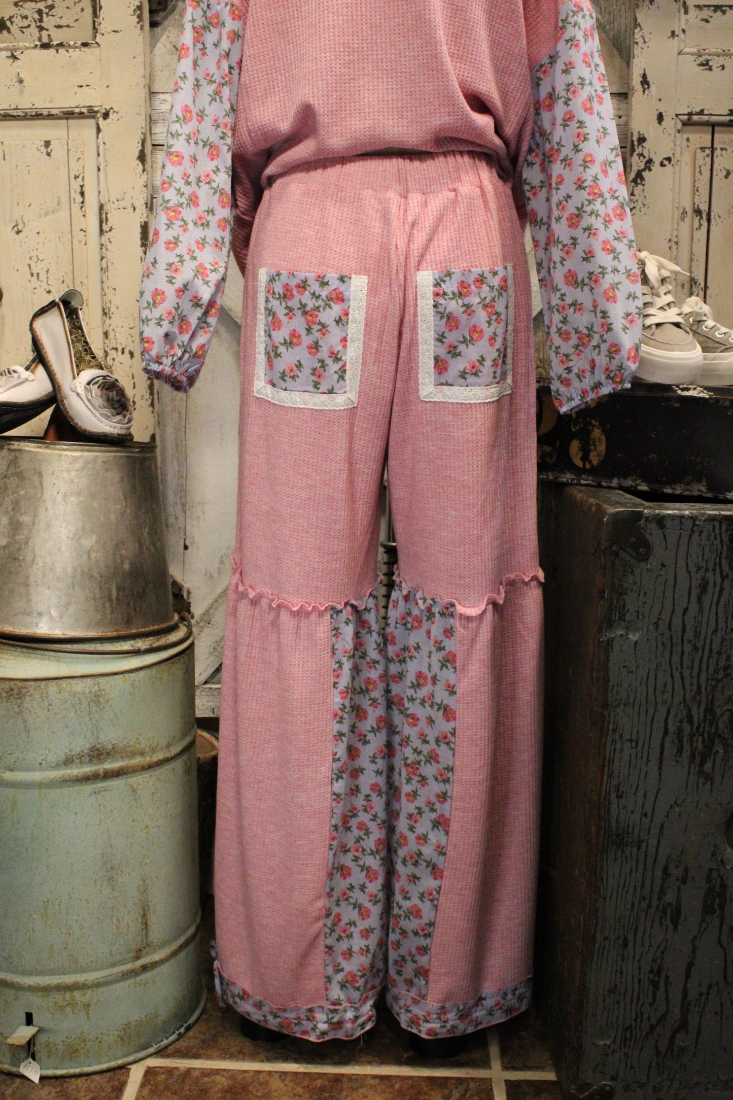 Love In Bloom Waffle-Knit Pants