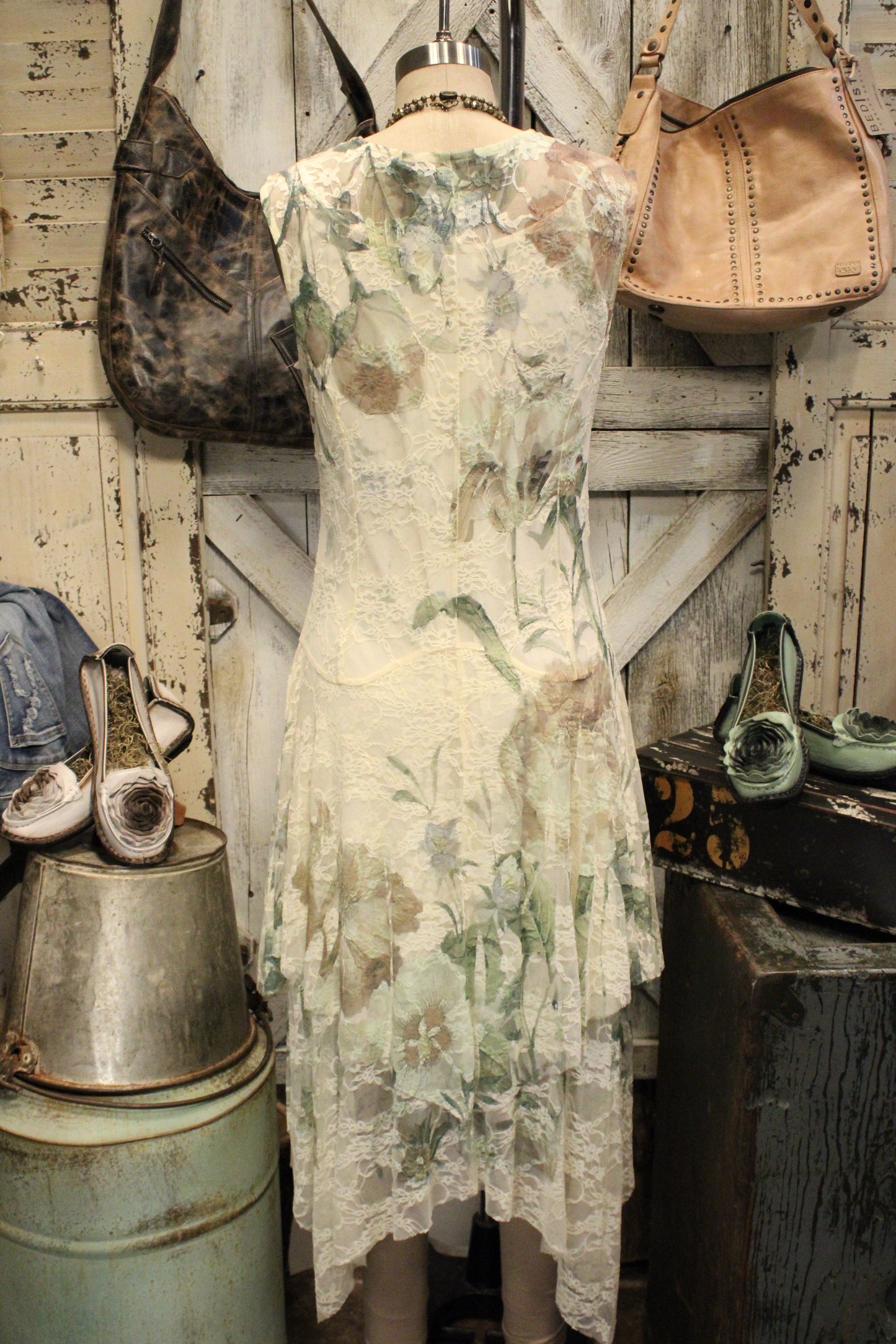 Park Strolls Big Green Rose Tank Dress