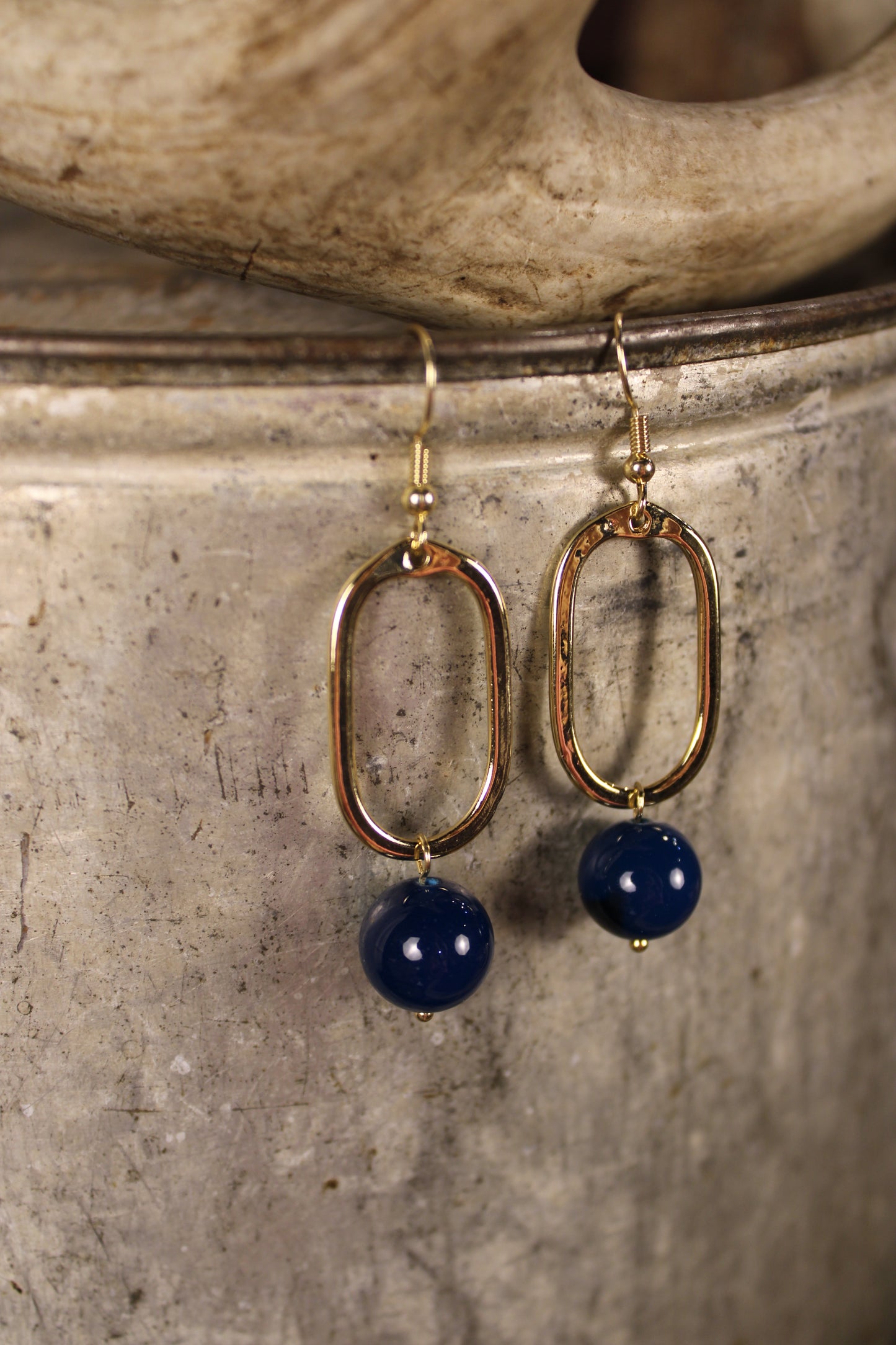 Gold Mila Earrings Deep Blue