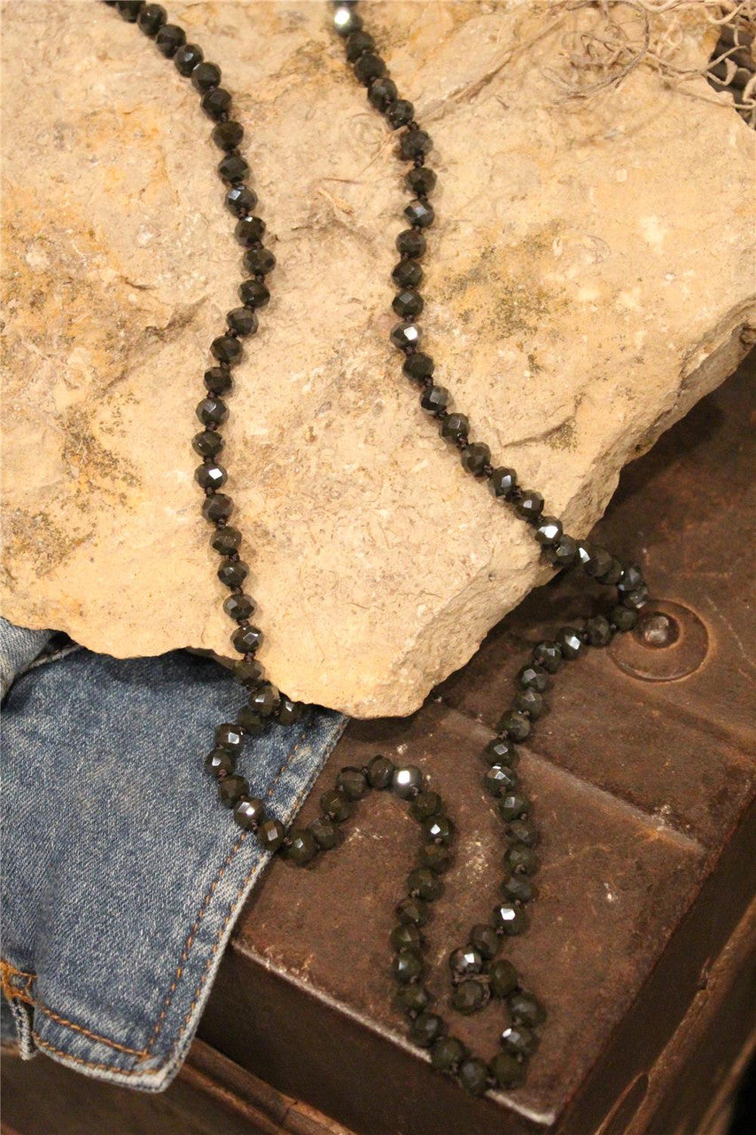 dark grey sparkle and shine crystal bead necklace